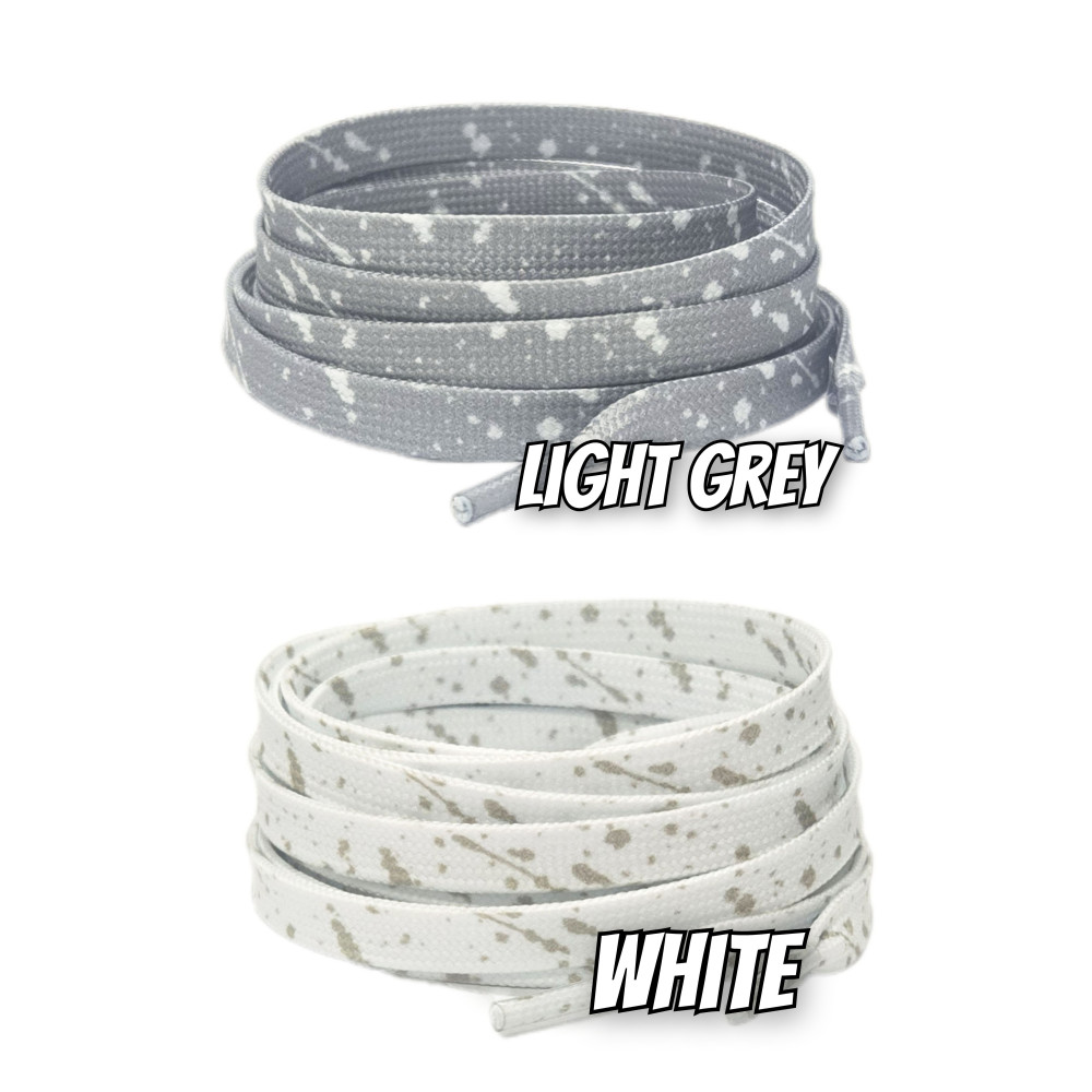 Light Grey White Cement Flat Shoelaces - For Jordan 5 V Grey Wolf - Light Grey - White - 